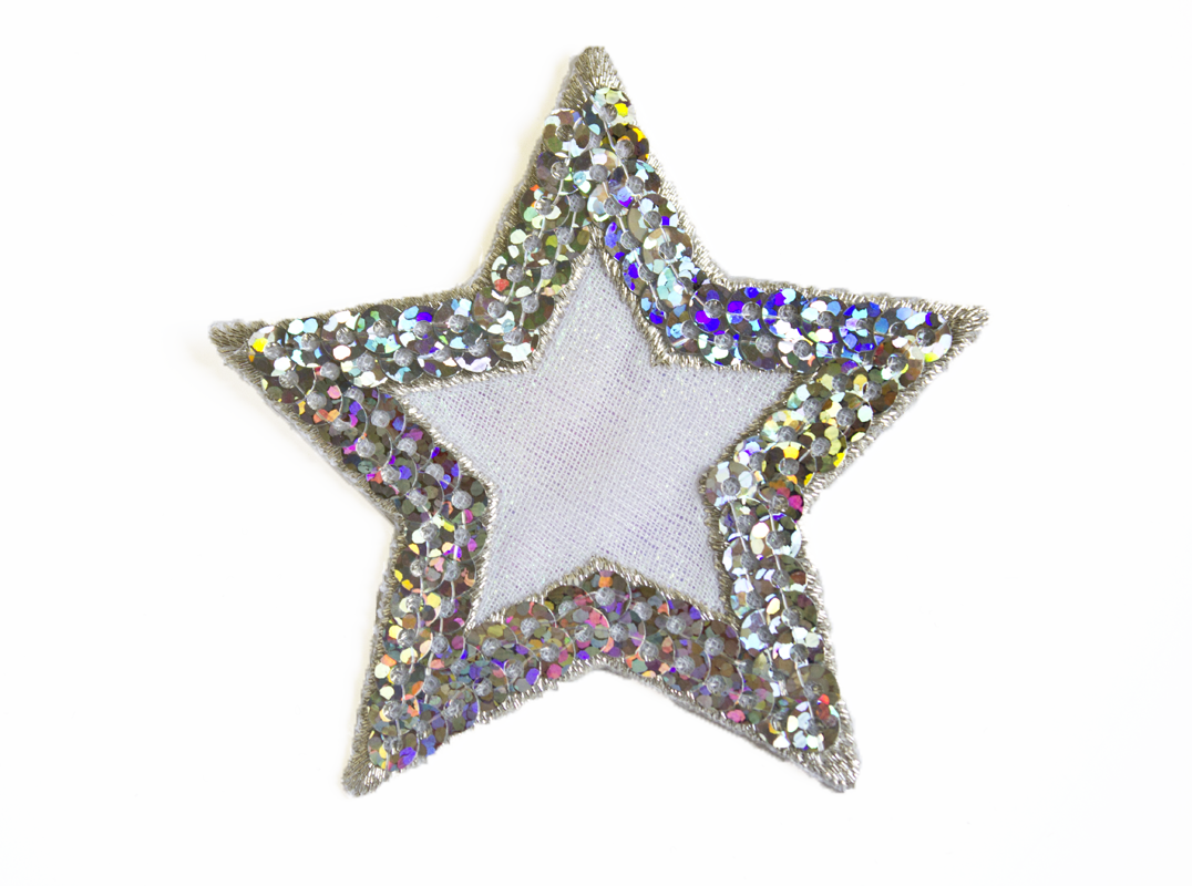 SILVER STAR PATCH W/ THICK SEQUIN RIM - Textra | Webshop